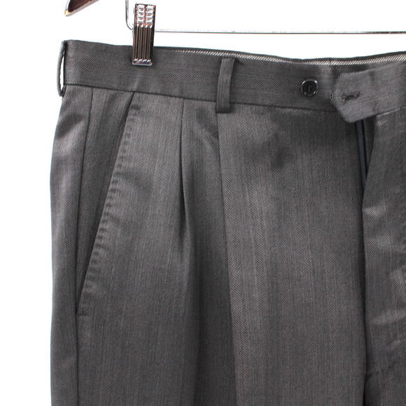 Valentino Wool Silk Herringbone 2 Pc 3 Btn Single Breasted Suit Coat Pants 52 - Picture 4 of 9